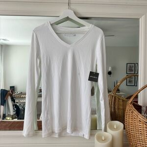 Eddie Bauer White Long Sleeve V-Neck Shirt